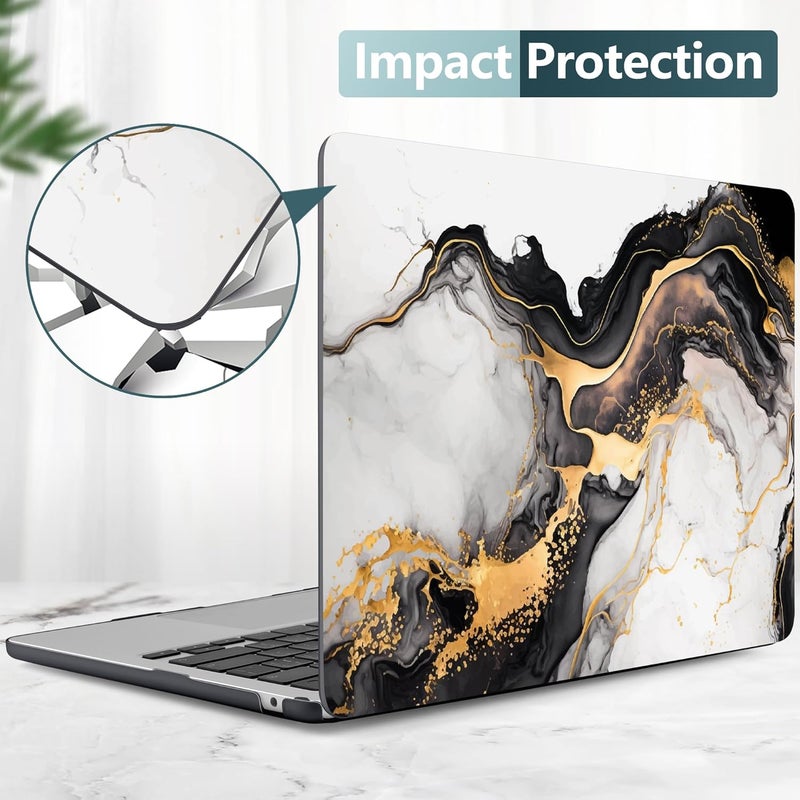 DONGKE Compatible with M4 MacBook Air 15 inch Case 2025 2024 2023 A3241 A3114 A2941 M3 M2 Liquid Retina Display Touch ID, Plastic Hard Case & Keyboard Skin & Screen Protector - Golden Marble - Image 5